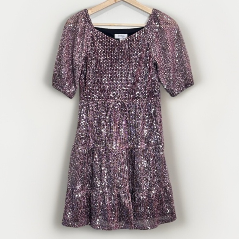 Speechless Girls Sparkle Shimmer Sequins Short Sleeve Dress Large